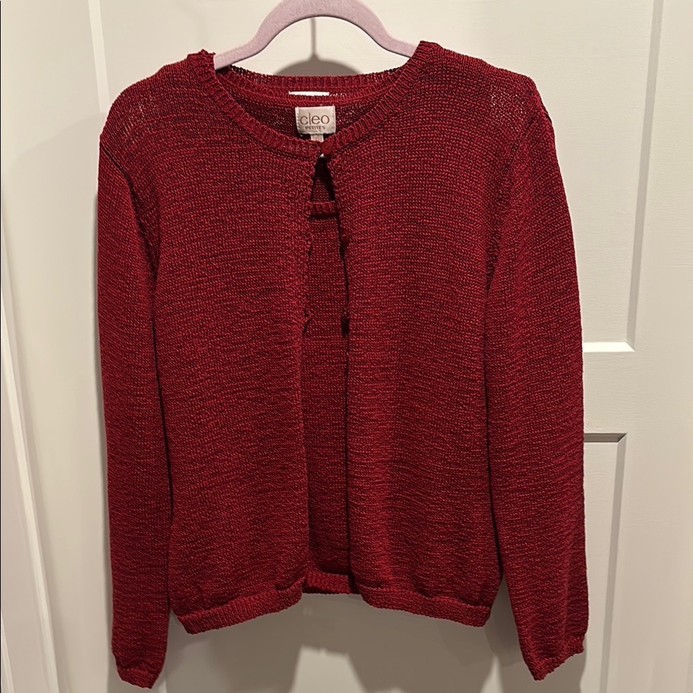 Cleo 2 pc petite Red Sleeveless Knit Top size-M and cardigan size - large!